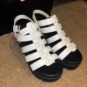 Madden Girl White Strappy Wedges